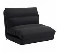 HOMCOM Sillón de Suelo Sofá Perezoso Sillón Convertible en Cama Reclinable 90° a 180° Tejido 70x72x56 cm Negro Aosom España