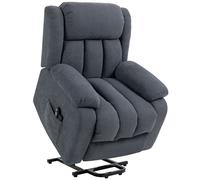 HOMCOM Sillón de TV con ayuda para levantarse eléctrico, sillón relax con función de cama, función de masaje, 93x91x103 cm, gris oscuro