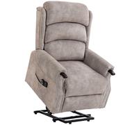 HOMCOM Sillón de TV con ayuda para levantarse, relax eléctrico con masaje vibratorio, calor y función reclinable, gris claro