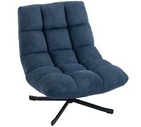HOMCOM Sillón decorativo giratorio, moderno sillón lounge sin reposabrazos con patas de acero, Azul oscuro
