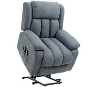 HOMCOM Sillón Eléctrico Elevador Reclinable 135° en Tejido Efecto Lino con Reposapiés, Gris