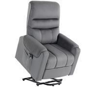 HOMCOM Sillón elevador eléctrico masaje por vibración y calor, sillón relax eléctrico en terciopelo, gris oscuro