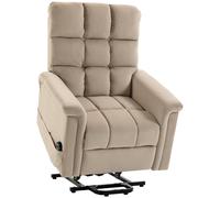 HOMCOM Sillón Elevador Eléctrico, Sillón Relax Eléctrico en Terciopelo con Respaldo Reclinable, Mando a Distancia, Marrón