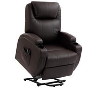 HOMCOM Sillón elevador, Sillón relax con ayuda para incorporarse, incl. mando a distancia, portavasos, respaldo ajustable, Marrón Aosom España