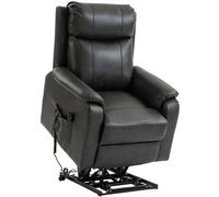 HOMCOM Sillón elevador y relax para personas mayores, Sillón elevador eléctrico de piel sintética con doble motor, cojines con muelles, Negro Aosom España