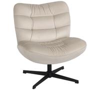 HOMCOM Sillón Giratorio 360° de Chenilla sin Brazos Crema | Silla tapizada, asiento y respaldo extraancho, patas de acero cruzadas, dormitorio, sala de estar, oficina