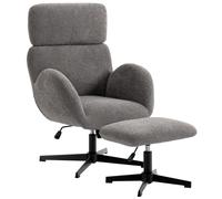 HOMCOM Sillón giratorio con otomana, sillón de acento regulable con reposacabezas ajustable, función de balanceo, gris Aosom España