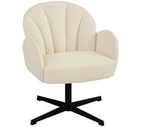 HOMCOM Sillón giratorio de salón sillón auxiliar acolchado en terciopelo respaldo en forma de concha cojín con muelles beige