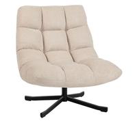 HOMCOM Sillón Giratorio Moderno, Butaca de Salón con Respaldo Plegable, Base de Cruz, Tapizado en Chenilla Impermeable, Asiento Extra Ancho y Patas de Acero, para Sala de Estar, Dormitorio, Crema Crea