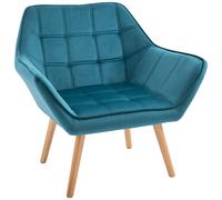 HOMCOM Sillón individual Sillón de orejas Sillón relax Sillón con patas elevadas de terciopelo Poliéster aterciopelado escandinavo 64 x 62 x 72,5 cm Blue