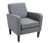 HOMCOM Sillón Individual Sillón relax Sillón Tapizado con Patas de Madera Tejido de Imitación Lino 66x72x74 cm Gris Claro Aosom España