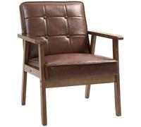 HOMCOM Sillón Individual Tapizado en PU Respaldo Acolchado 120 kg Marrón | Sofá de Salón, Respaldo Acolchado, Carga 250 kg, Pequeño para Dormitorio