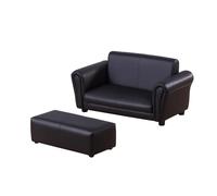 HOMCOM Sillón infantil con reposapiés, sofá infantil con taburete, sofá infantil, sofá sillón, negro, 83 x 42 x 41 cm