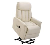 HOMCOM Sillón Levanta Personas Sillón de Relax Elevador con Reposapiés Mando a Distancia Reclinación Eléctrica Bolsillo Lateral Carga 150 kg 80x94x104 cm Crema
