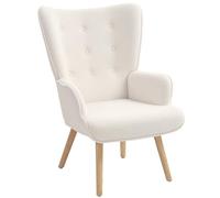 HOMCOM Sillón Lounge en tejido bouclette, moderno, sillón tapizado con patas de madera, reposabrazos y respaldo ergonómico, para comedor, salón, dormitorio, oficina, beige