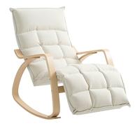 HOMCOM Sillón Mecedor Acolchado Sillón Reclinable con Reposabrazos y Armazón de Acero Silla Balancín para Salón Dormitorio Blanco Crema Aosom España