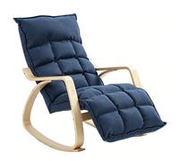 HOMCOM Sillón Mecedor con Reposapiés Ajustable Butaca Acolchada con Reposabrazos en Chapa de Abedul Azul Oscuro Aosom España