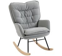 HOMCOM Sillón Mecedora Balancín Poliéster con Patas de Madera de Haya y Reposabrazos Mecedora para Lactancia 120 kg Gris Aosom España