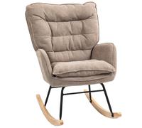 HOMCOM Sillón Mecedora Balancín Poliéster con Patas de Madera y Reposabrazos Mecedora para Lactancia 120 kg para Dormitorio Marrón Aosom España