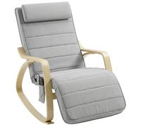 HOMCOM Sillón mecedora con masaje, calefacción, reposacabezas & reposapiés, tapizado de terciopelo, sillón relax, Gris claro