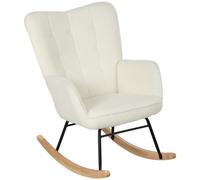 HOMCOM Sillón Mecedora en Apariencia de Berbervlies con Reposabrazos Sillón Ergonómico con Balancines de Madera para Sala de Estar Aosom España