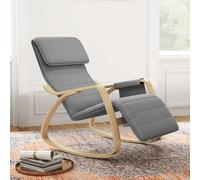 HOMCOM Sillón mecedora para alimentación con reposapiés ajustable, bolsillo lateral y reposacabezas, silla mecedora para dormitorio, 67x110x91 cm Gris