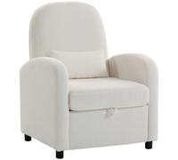 HOMCOM Sillón Moderno con Espacio Contenedor Oculto y Cojín, Revestimiento en Tejido Teddy, 76x77x95 cm, Crema Aosom España