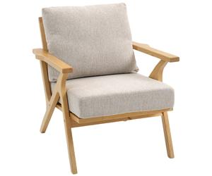 HOMCOM Sillón nórdico en tejido efecto lino, asiento mullido y patas de hevea - beige Aosom España