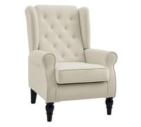 Homcom sillón orejero moderno, butaca de salón con reposabrazos y patas de madera, sofá individual carga 160 kg para oficina, sala de estar y dormitorio, crema