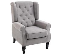 HOMCOM Sillón Orejero Moderno, Butaca de Salón con Reposabrazos y Patas de Madera, Sofá Individual Carga 160 kg para Oficina, Sala de Estar y Dormitorio, Gris