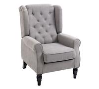 HomCom Sillón orejero moderno - Butaca con reposabrazos, patas de madera, Gris, 160 kg