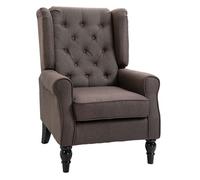 Homcom sillón orejero moderno, butaca de salón con reposabrazos y patas de madera, sofá individual carga 160 kg para oficina, sala de estar y dormitorio, marrón