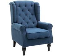 HOMCOM Sillón Orejero Moderno Butaca de Salón Reposabrazos 160 kg Azul