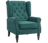 HOMCOM Sillón Orejero Moderno Butaca de Salón Reposabrazos Verde | Patas de Madera, Sofá Individual, Carga 160 kg, para Oficina, Sala de Estar, Dormitorio