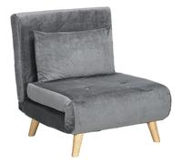 HOMCOM Sillón para dormir, sillón plegable con función de cama, sofá cama con almohadas, cama de invitados con respaldo ajustable, aspecto de terciopelo, capacidad de carga de hasta 125 kg para salón,