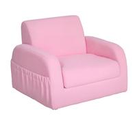 HOMCOM Sillón para Niños de 3 Años Transformable 2 en 1 Plegable 2 Posiciones Rosa