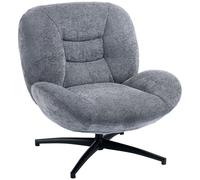 HOMCOM Sillón para salón giratorio lounge con asiento amplio, reposabrazos integrado, aspecto chenilla, gris oscuro