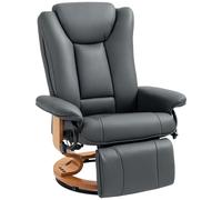 HOMCOM Sillón reclinable con función de inclinación, giratorio, hasta 150 kg, revestimiento de cuero artificial, marco de acero, Gris oscuro