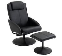 HOMCOM Sillón Reclinable con Reposapiés Sillón de Salón Giratorio con Tapizado en PU y Estructura de Acero Carga 120 kg Butaca para Dormitorio Sala de Estar Negro