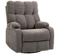 HOMCOM Sillón reclinable con reposapiés sillón reclinable giratorio hasta 150 kg marco de acero 88x96x108 cm Marrón claro Aosom España