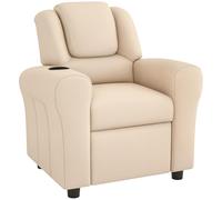 HOMCOM Sillón reclinable niños Cuero PU Ajustable reposapiés Beige