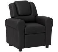 HOMCOM Sillón reclinable para niños, Sillón de Cuero de PU para niños, Silla para niños, para niños pequeños con Respaldo Ajustable, Reposapiés, Reposacabezas Acolchado, Portavasos, Negro