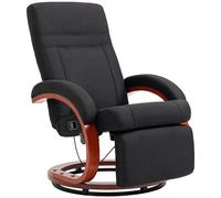 HOMCOM Sillón relax con función reclinable sillón para TV con respaldo alto reposabrazos ergonómico reposapiés base de madera aspecto lino