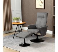 HOMCOM Sillón Relax con taburete 360 ° Sillón giratorio para TV con función reclinable Sillón para TV acolchado con aspecto de terciopelo para sala de estar, gris oscuro Gris oscuro