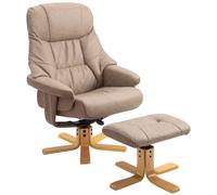HOMCOM sillón relax con taburete, sillón de televisión giratorio, sillón de TV con función reclinable, sillón tapicado para sala de estar, dormitorio, microfibra 78 x 82,5 x 109 cm Brown