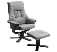 HOMCOM sillón relax con taburete, sillón de televisión giratorio, sillón de TV con función reclinable, sillón tapicado para sala de estar, dormitorio, microfibra 78 x 82,5 x 109 cm Gray