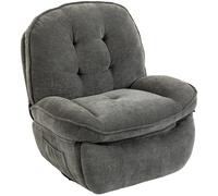 HOMCOM Sillón Relax de Chenilla Ajustable Manualmente Giratorio 360° y Basculante con Asiento Amplio Respaldo Alto Gris Claro Aosom España