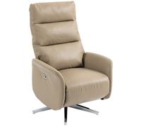 HOMCOM Sillón Relax Eléctrico Reclinable 160° Giratorio con Reposapiés Puerto USB y Type-C Piel PU Marrón Aosom España
