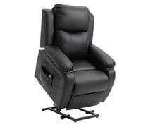 HomCom Sillón Relax Eléctrico Elevador Levanta Personas Respaldo Alto Reposapiés Tapizado PU Negro