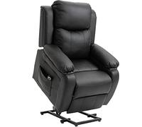 HOMCOM Sillón Relax Eléctrico Reclinable Levanta Personas, Sillón Elevador, con Respaldo Alto, Control Remoto, Reposapiés, Acolchado Grueso, Tapizado en PU, Bolsillos Laterales, Negro